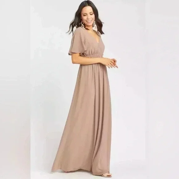 knee length dresses for ladies Ivory Flared Long Sleeve Chiffon Maxi Dress – shopaleena